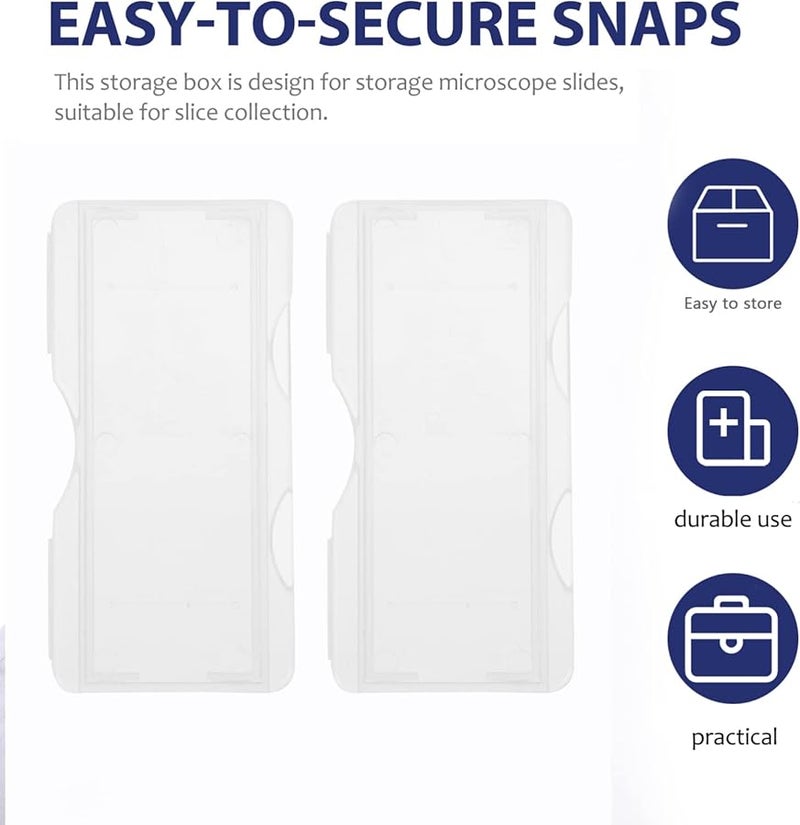 100pcs Plastic Microscope Slide Storage Box With Clip Holds Specimens Slides - Image 4